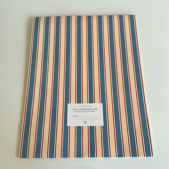 Sezane yellow and blue striped gift bag with ribbon closure - Picture 2 of 5